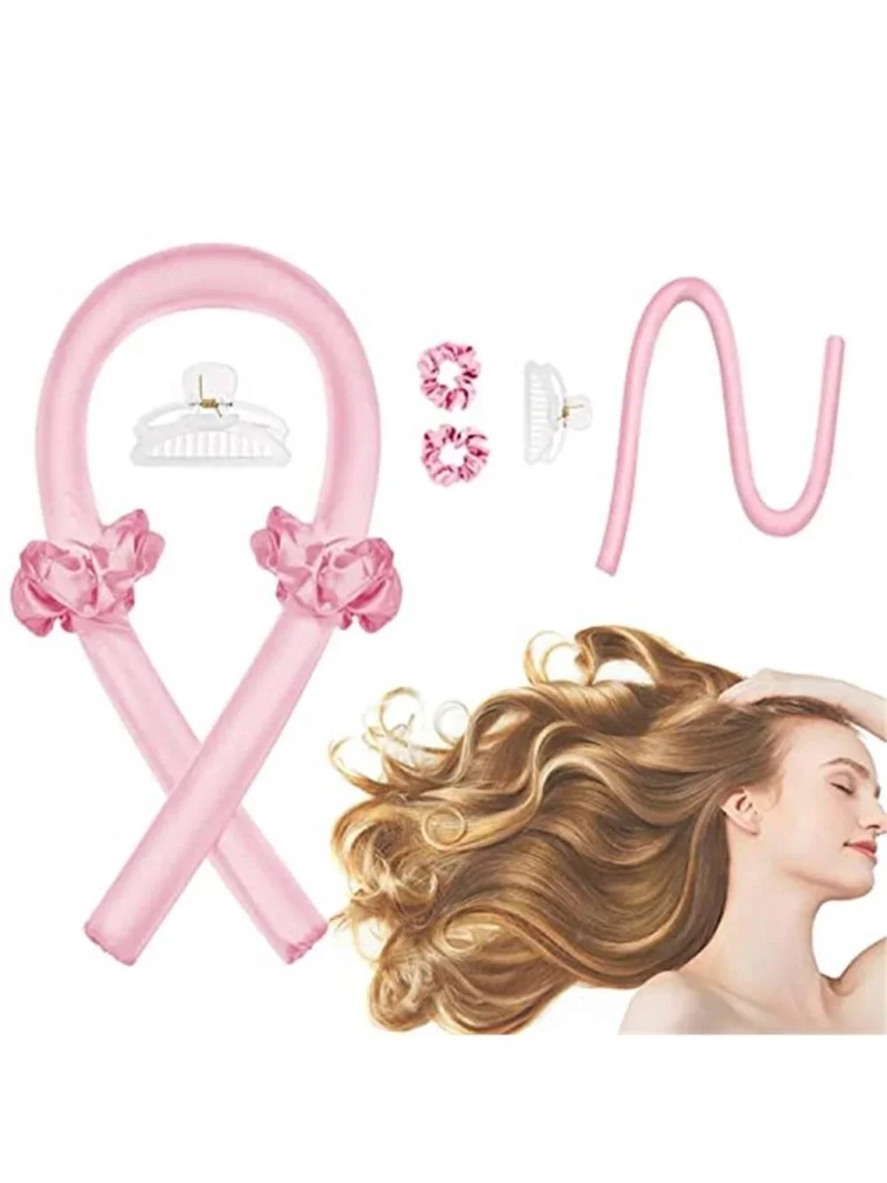 Heatless Curling Rod Headband, No Heat Silk Ribbon Rollers for